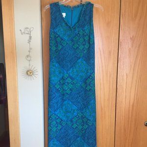 AGB Dress Bluish Green Paisley Maxi Size 8 EUC